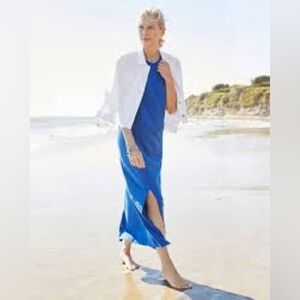NWT Chico’s Blue Cotton/Modal Blend Maxi Dress, Size Large